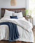Oake Printed Beaded Stitch 3 Pc. Comforter Set, King, Navy $280 MSRP