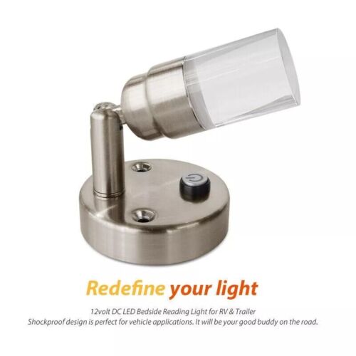 2PCS 12V Crystal Swivel LED Reading Light RV Camper Trailer Wall Bedside Lamp CW - Picture 5 of 9