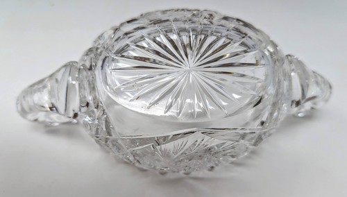 American "Star of David" Leaded Cut-Glass Crystal Handled Sugar Bowl-Before 1920 - Picture 3 of 5