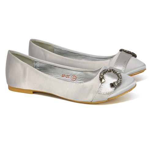 Flache Damenschuhe Satin-Ballerin-Pumps Damen Diamantkleid Slipper Größe - Bild 15 von 45