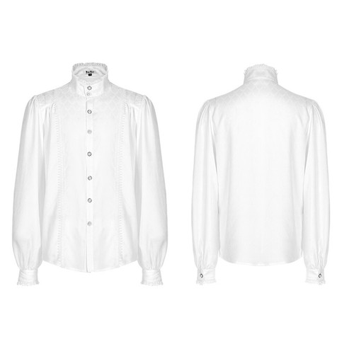 Punk Rave Gothic Jacquard Soft And Silky Shirt long Sleeve Stand Collar Blouse - Picture 28 of 28