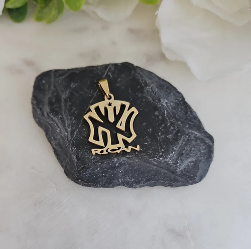 Gold New York Puerto Rican Pendant, PR Flag Pendant, 14k Heavy Plated Gold - Picture 4 of 6