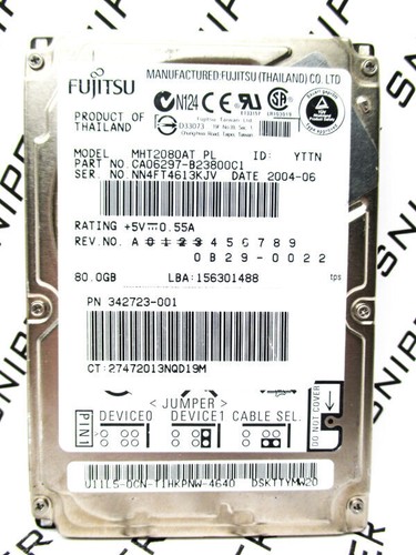 Fujitsu 80GB MHT2080AT CA06297-B23800C1 IDE Laptop Hard Drive - WIPED & TESTED - Picture 3 of 7