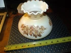 Vtg Lamp Shade Light White Milk Glass Ruffle Top Floral 5” tall 5 7/8 base