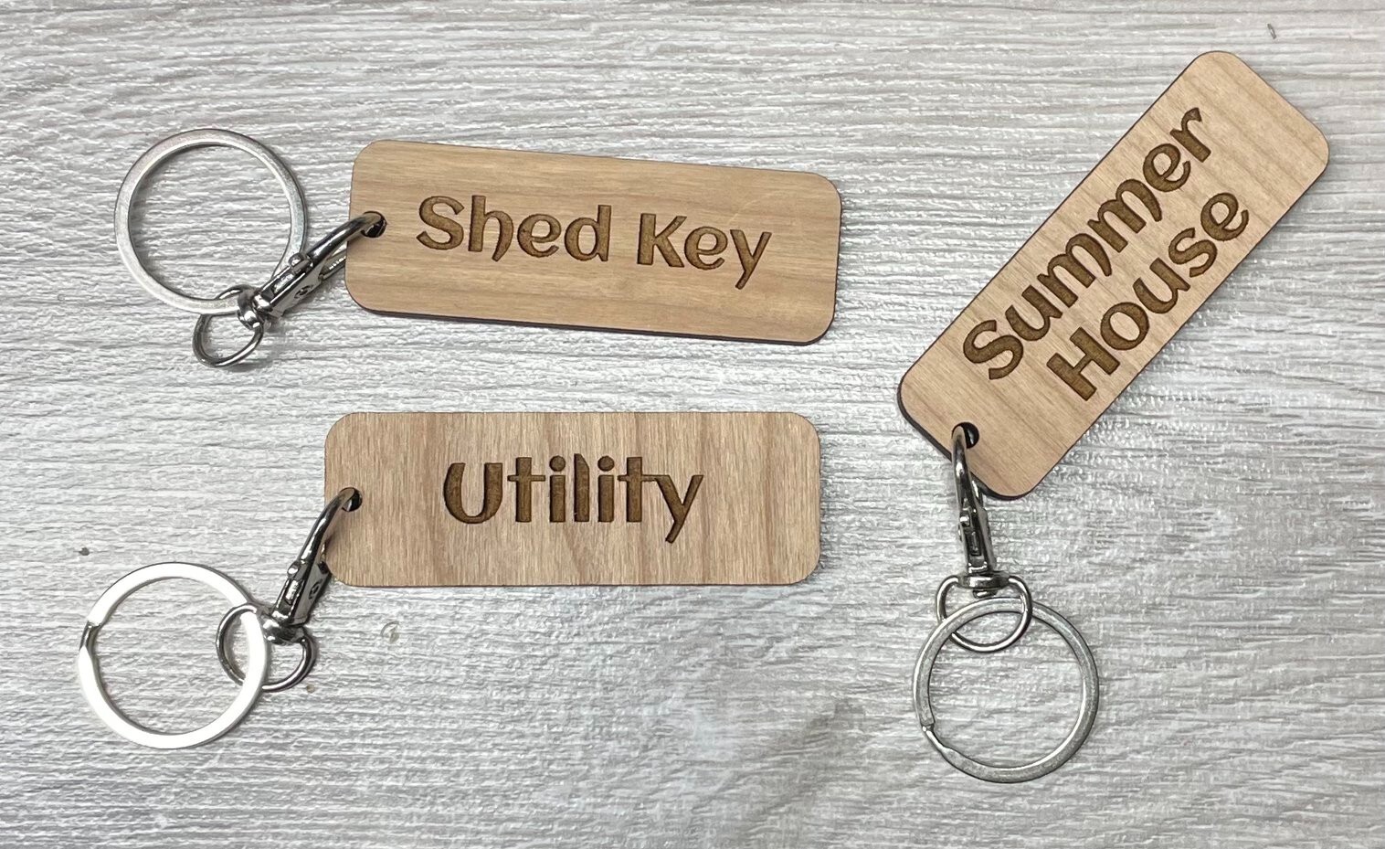 Wooden Personalised Keyring,  Personalised engraving on both sides