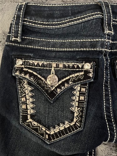 Miss Me Shorts Girls Bermuda Dark Wash Size 7 Bling Embellished Cowgirl - Picture 4 of 7