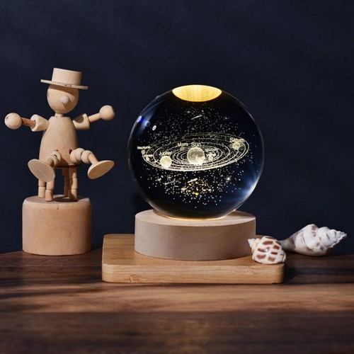 LED Kristall Tischlampe USB 3D Mond Galaxie Globus Nachtlicht Kinder Geschenk DE - Bild 16 von 30