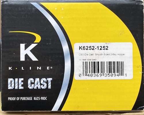 *K-Line K6252-1252 C&O Die-Cast Smooth Sided 2/Bay Hopper Road#123916 - Picture 6 of 7