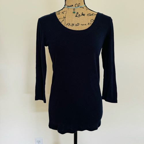 GAP Supersoft Scoop Neck Navy Long Sleeve Tee Shirt Top Size Medium - Picture 1 of 7