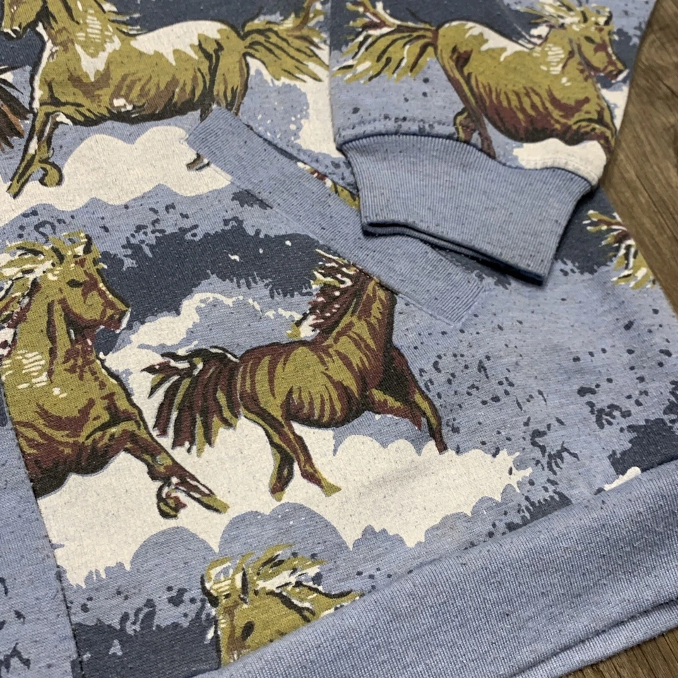 Sudadera suéter a presión vintage de los 90 con estampado de caballos talla grande Foto 4 de 4