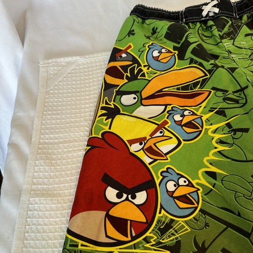 ANGRY BIRDS Boys Swim Trunks Sz 8 Inside Pocket Drawstring Mesh inside - Picture 3 of 8