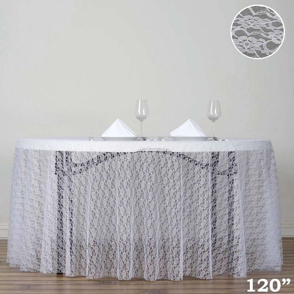 White Floral Lace Polyester 120