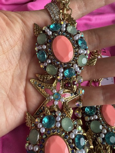 Collar Betsey Johnson Náutico Adornado Tortuga Marina Concha Chocado Coral Pez - Imagen 7 de 8