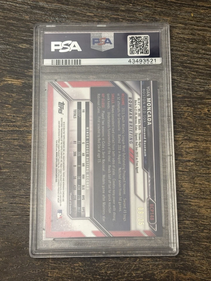 Bowman Prospects 2016 cromo - Yoan Moncada - radiocontrol naranja brillante/25 PSA 10 POP 1 Foto 2 de 2