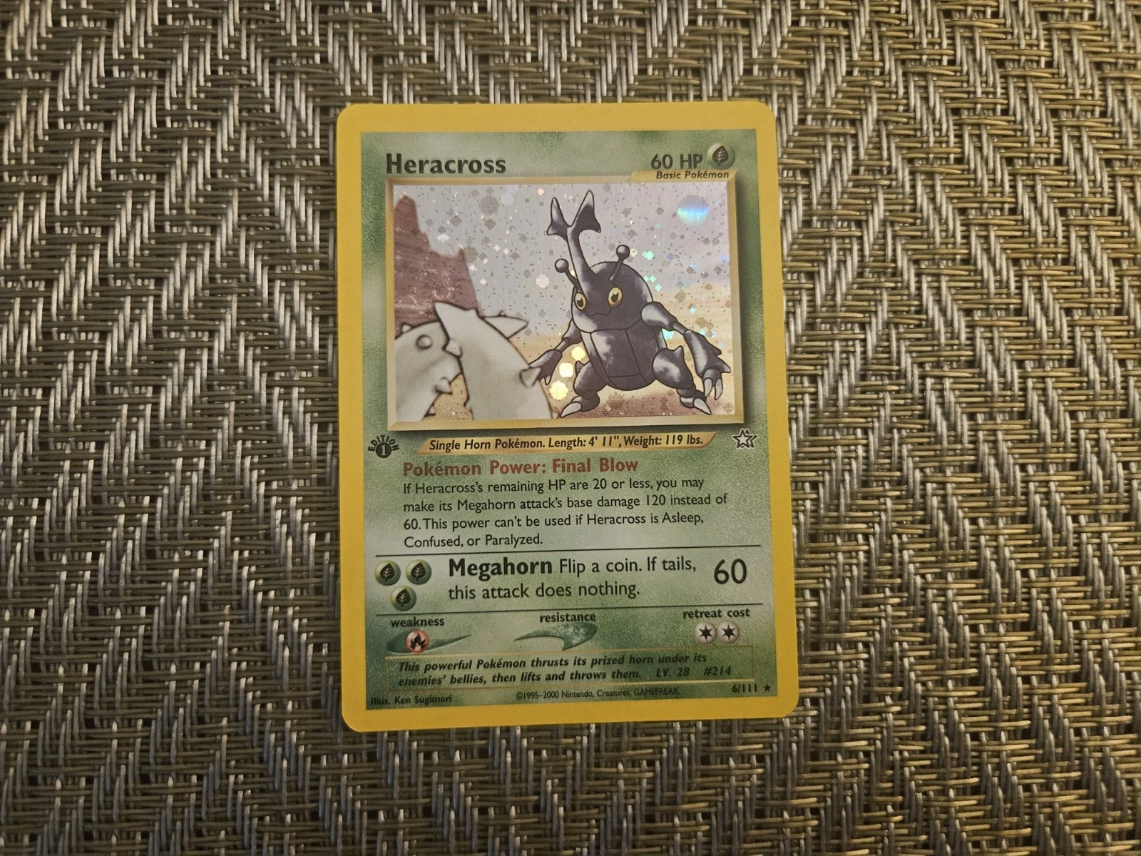 HERACROSS 6/111 Neo Genesis Holo Rare 1st Edition English Pokémon Card 2000