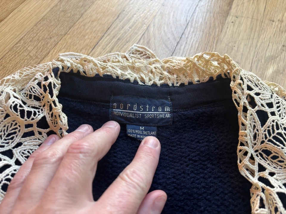 Vintage Nordstrom Ropa Deportiva Individualista Mediano Cárdigan Suéter Azul Marino  Foto 3 de 4