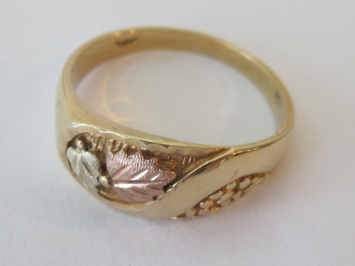 Vintage Estate 6.8g Black Hills Gold Ring Mens Heavy 10k Multi-Tone Leaf Size 14 - Picture 3 of 7