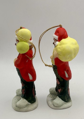 2 Vintage Flambro 9766 & 9765 Clown Weihnachtsschmuck Emmett Kelly Jr. Signiert - Bild 5 von 6