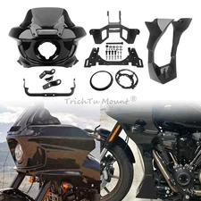 Front Fairing Windshield Bracket Mount Kit w/Fairing Spoilers For Harley Softail