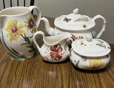 Spode By Floral Haven England, Pitcher,teapot, Sugar &creamer Lot