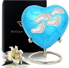 Baby Urns for Ashes Boy  Girl - Mini Urns for Baby Boy Ashes Heart Blue, Small 