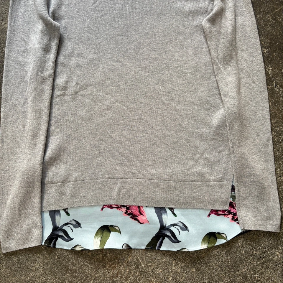 Ted Baker свитер женщин M 2 серый Karley минерал насмешливый цветочный рубашка хвост Топ - Изображение 3 из 4