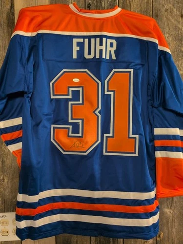 Grant Fuhr Signed Edmonton Oilers Jersey JSA Cert NHL HOF Auto