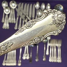 55 Pc HOLIDAY Silverplate Flatware Set Service for 6 + More National King Edward