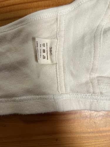 Cottonique Natural White Latex Free Organic Cotton Front Close Support Bra 38C - Picture 5 of 6