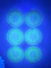 Vtg Indiana Glass Pebble Leaf 8" Salad Plates Set Of 6 Depression Glass Glows