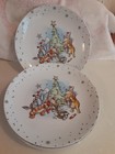 6 Disney Dinner Plates Winnie the Pooh + Friends w/ Christmas Tree + Snowflakes