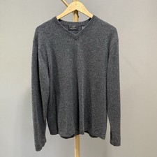 Pure Cashmere Men s V Neck Sweater Pullover Size L Gray
