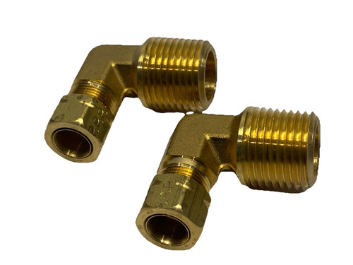 Parker 169CA-6-8 Brass Compression Elbow Fitting 3/8" Tube OD 1/2" NPT LOT OF 2 - Picture 1 of 6
