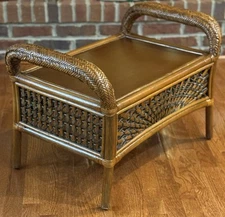 VTG Pier One Rattan Wicker Ottoman Footstool Pouf Stool L27xH18xW18”