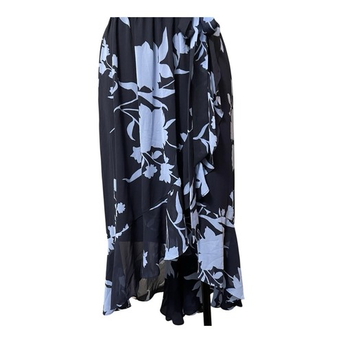 Lane Bryant Hi/Lo Ruffle Maxi Dress 14/16 Blue Floral Flowy Wedding Romantic - Picture 6 of 10