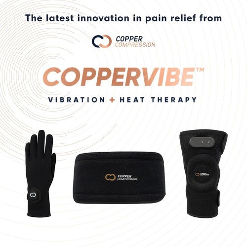 CopperVibe Vibration + Wärmetherapie Knie/Ellenbogen Bandage Unterstützung Vibrierende Wärme... - Bild 9 von 9