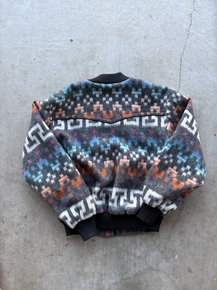 Винтажная винтажная куртка на молнии 1980-е с ацтекским принтом, размер L - Изображение 3 из 4