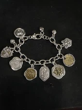 BRIGHTON 'Honor Above All' Bracelet Truth Liberty Justice Charms Silver Plate