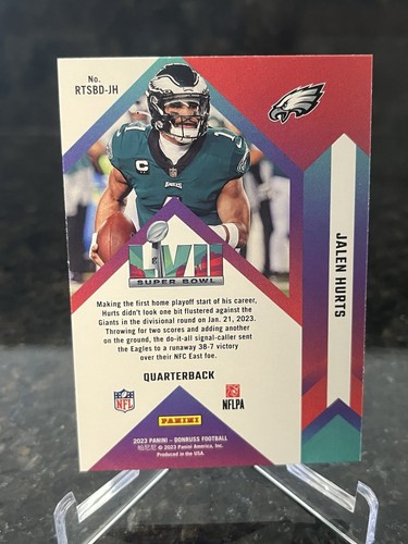 Jalen Hurts 2023 Panini Donruss Football RTSBD-JH Road to the Super Bowl - Picture 2 of 2