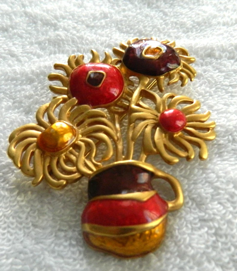 Vintage Yves St. Laurent for Avon Collab Vincent van Gogh’s Sunflower Brooch EUC - Image 2 of 3