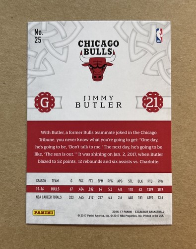 2016-17 Excalibur #25 Jimmy Butler Basketball Card - Picture 2 of 2