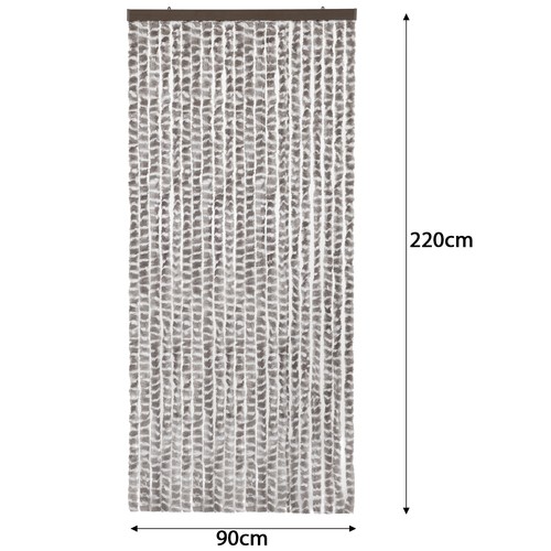 Flauschvorhang Chenille 90 x 220 cm taupe weiß gestreiftTürvorhang Fliegenschutz - Bild 7 von 9