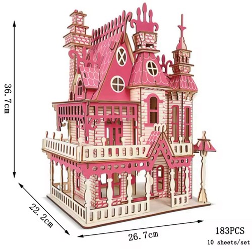 Doll House 3D Puzzle Wooden Miniature DIY Assembly Building Model Kit Decoration - Picture 3 of 3