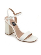 ZAC ZAC POSEN Womens Ivory Vitex Toe Block Heel Leather Heeled Sandal 10 M