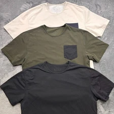 BYLT Drop Cut Shirts (Lot Of 3) Mens L Black Green Ivory Pocket Short Sleeve