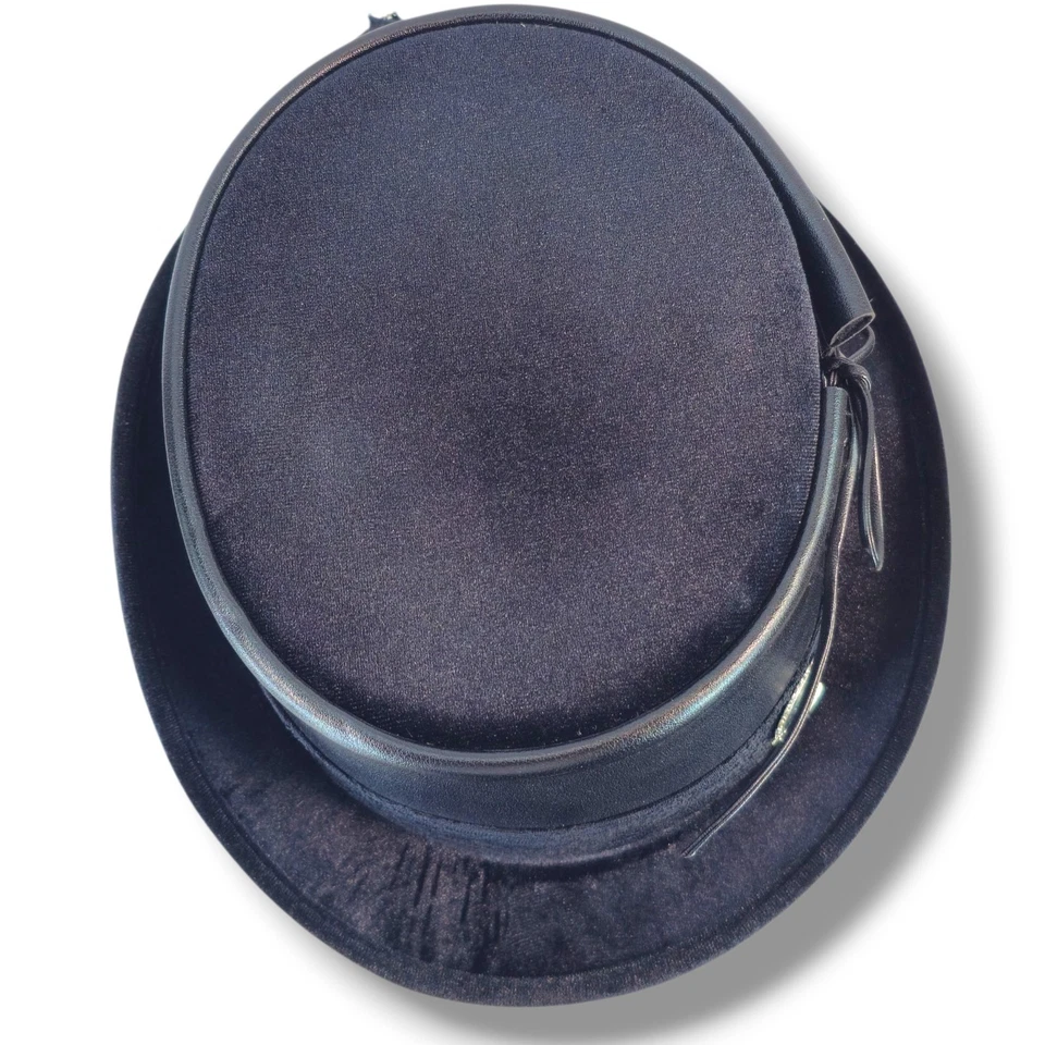 Sombrero de copa Spirit negro Steampunk gótico Halloween terciopelo encaje imitación cuero talla única Foto 3 de 4