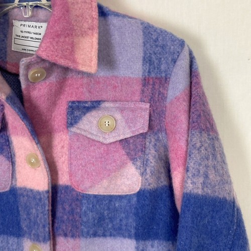 Primark Kids Girls Size 10-11 Years 146 cm Shacket Pink blue Plaid Fall - Picture 5 of 8