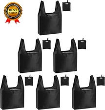 Large Reusable Bags Shopping Washable Foldable 6 Pack Grocery Bags Heavy Duty
