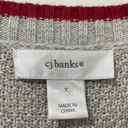CJ Banks Embroidered Birds Tunic Jumper Women's XL Grey Knit Longline Sequins - Picture 5 of 19