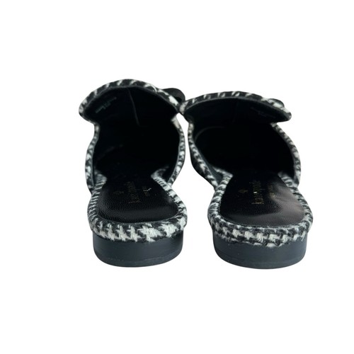Kate Spade NY Women's Size 6.5 Karin Mule Houndstooth Black White Bow Flat Shoes - Picture 3 of 13